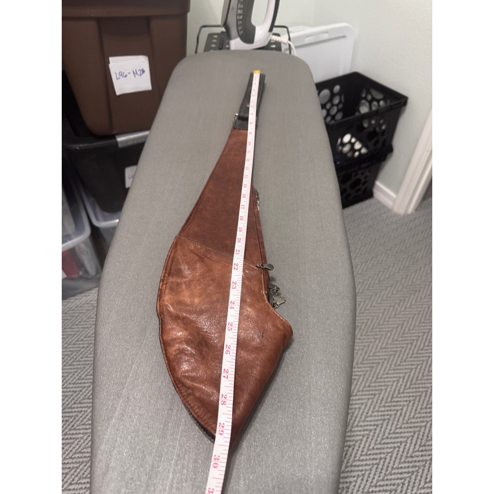 Sash Genuine Leather Shoulder Bag Brown Distressed Hobo Style - Picture 11 of 14